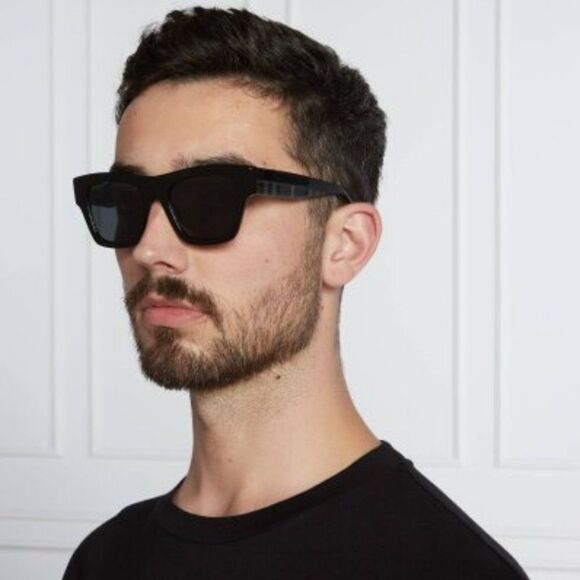NEW Burberry ERNEST BE4360 399687 Black Dark Gray Square Men Sunglasses - Picture 1 of 10
